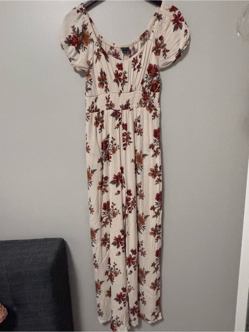 Floral Smocked-Waist Jumpsuit
